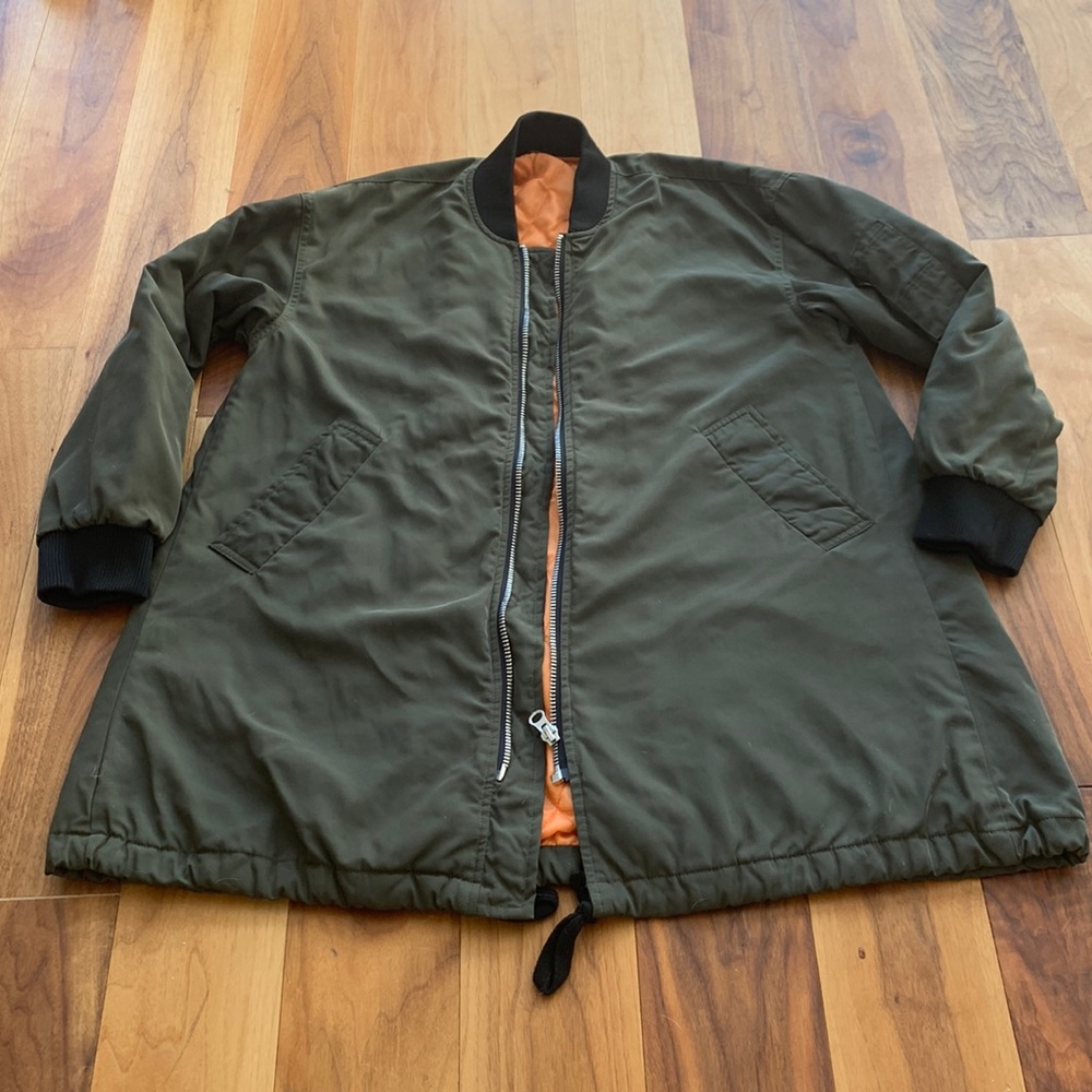 Papermoon Olive Green Bomber Jacket with Orange Lining